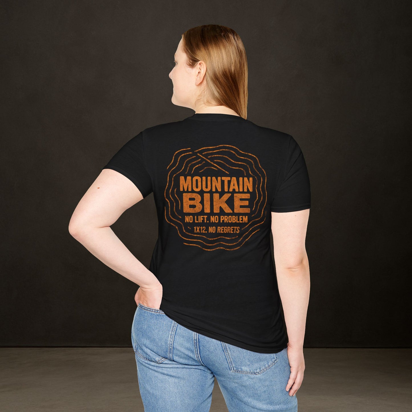 No Lift No Problem | Mountain Bike Topo Line T-Shirt