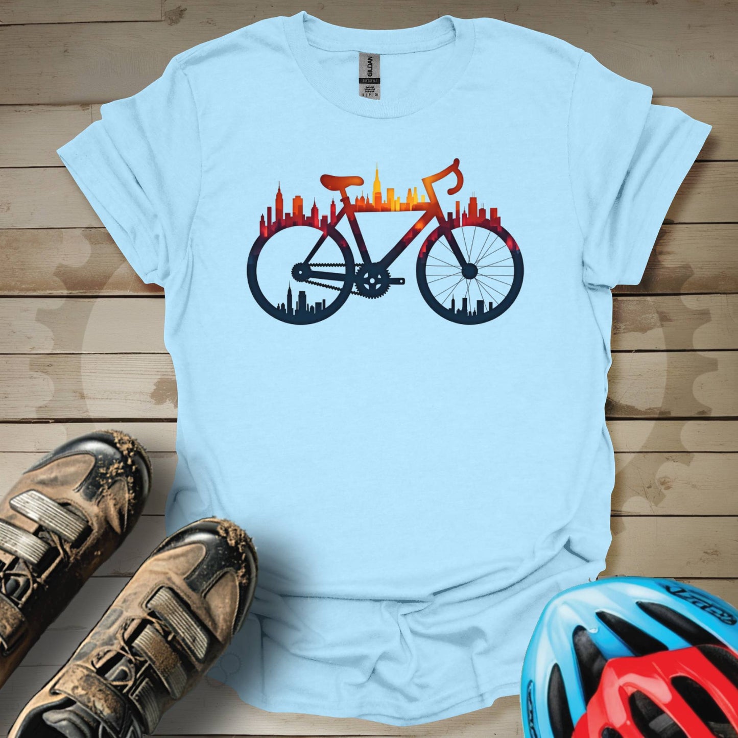 Skyline in a Bike T-Shirt