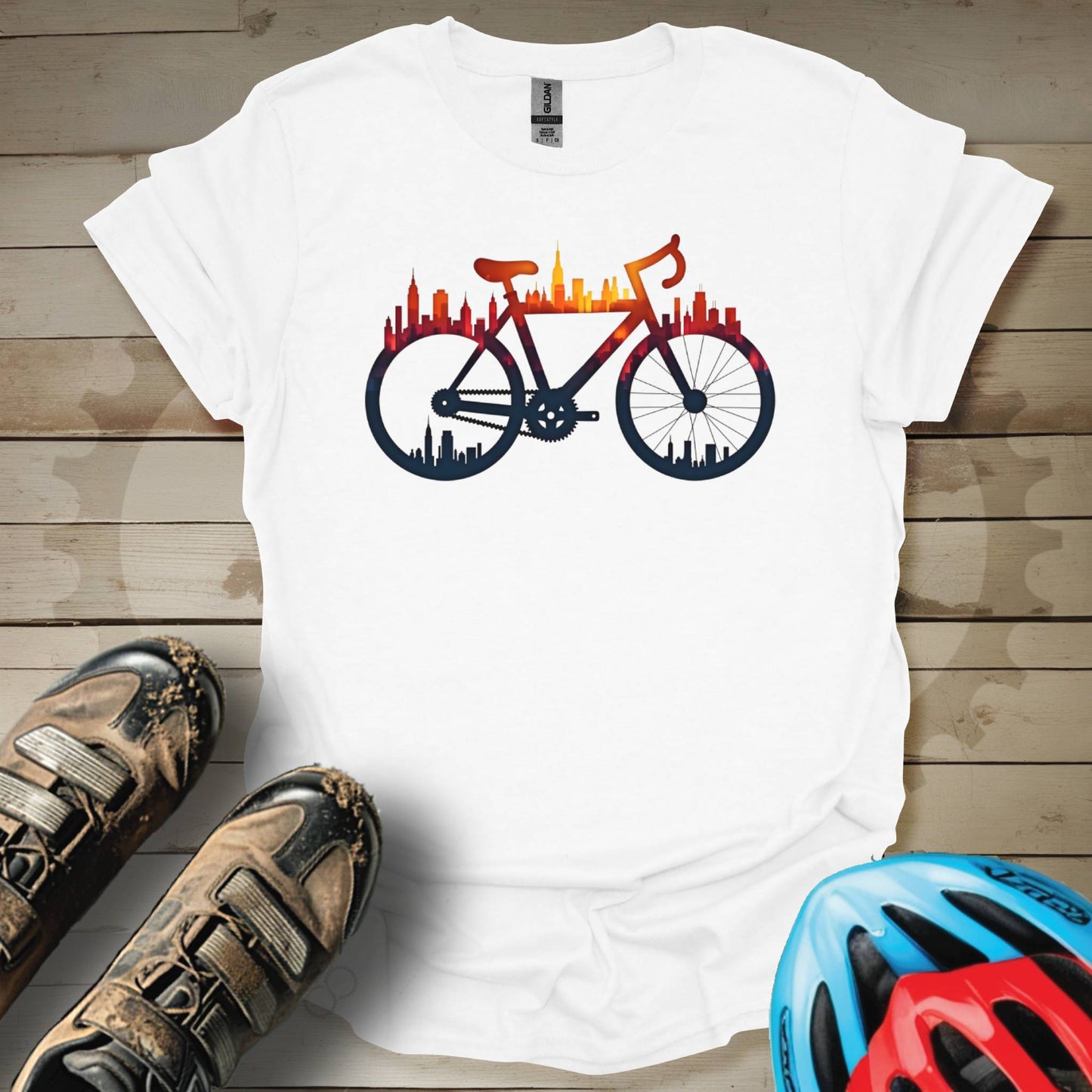 Skyline in a Bike T-Shirt