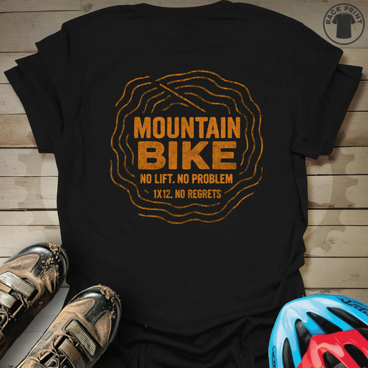 No Lift No Problem | Mountain Bike Topo Line T-Shirt